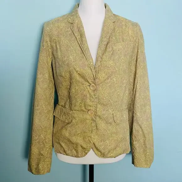 J. Crew Collection Liberty Yellow Floral Cotton Blazer Size 6 - Picture 1 of 7